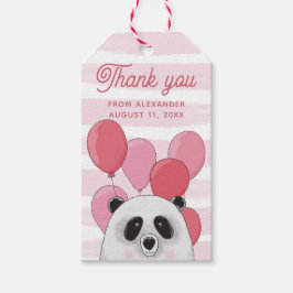 Cute panda-djur. Tack för rosa barns födelsedag Presentetikett