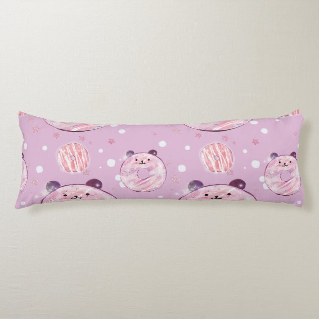 Cute Panda Donuts - Pastel Aesthetic Kroppskudde (Framsidan)