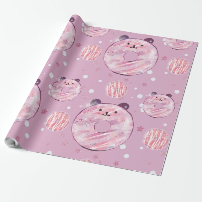 Cute Panda Donuts - Pastel Aesthetic Presentpapper (Utrullad)