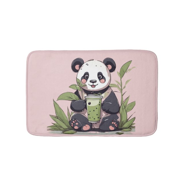 Cute Panda-drickbubbelte, boba-te Badrumsmatta (Framsidan)