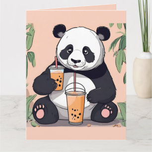 Cute Panda-drickbubbelte, boba-te Tack Kort