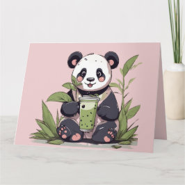 Cute Panda-drickbubbelte, boba-te Tack Kort