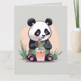 Cute Panda-drickbubbelte, boba-te Tack Kort