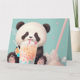 Cute Panda-drickbubbelte, boba-te Tack Kort