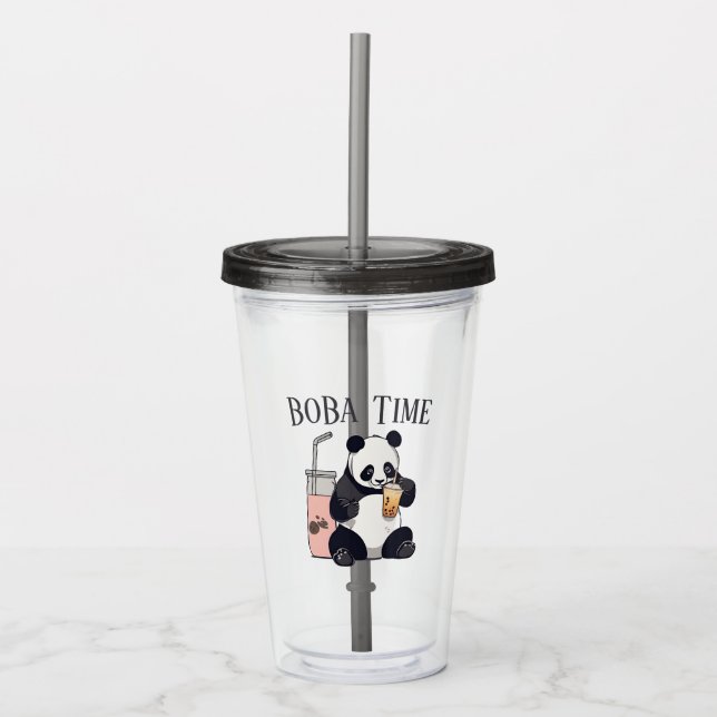 Cute Panda-drickbubbelte, boba-te Take Away Mugg (Framsida)
