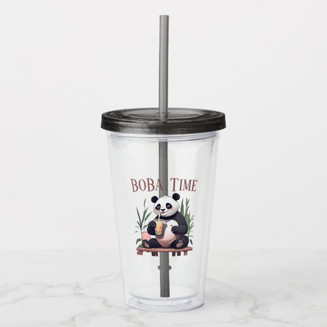 Cute Panda-drickbubbelte, boba-te Take Away Mugg (Framsida)