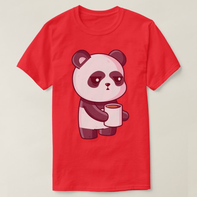 Cute panda dricker kaffe t shirt (Design framsida)