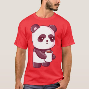 Cute panda dricker kaffe t shirt