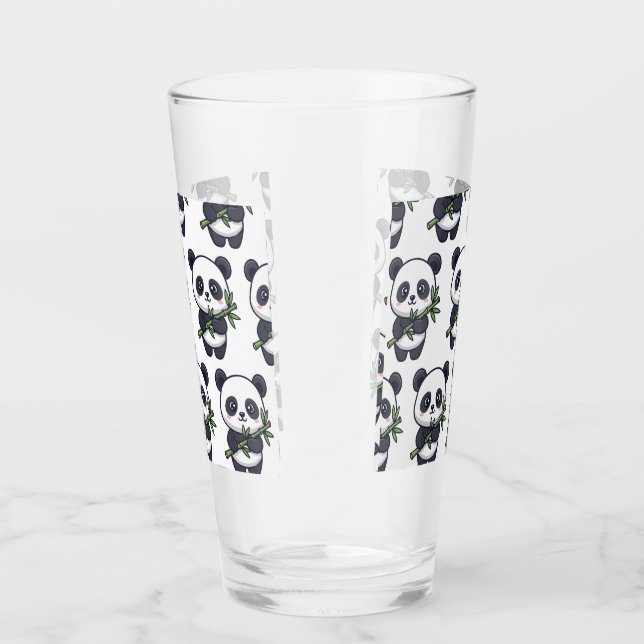 Cute Panda Drinking Glass – Seamless Pattern Glaskopp (Höger)