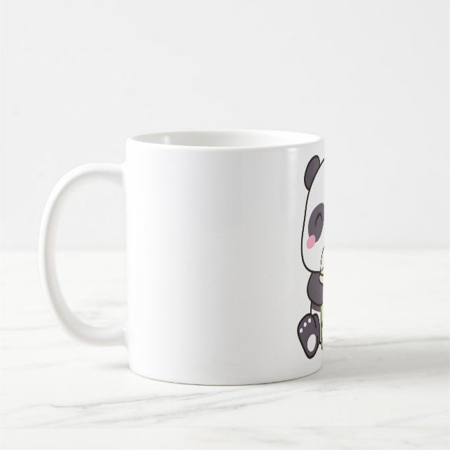 Cute Panda Drinking Matcha Bubble Tea Kaffemugg (Vänster)