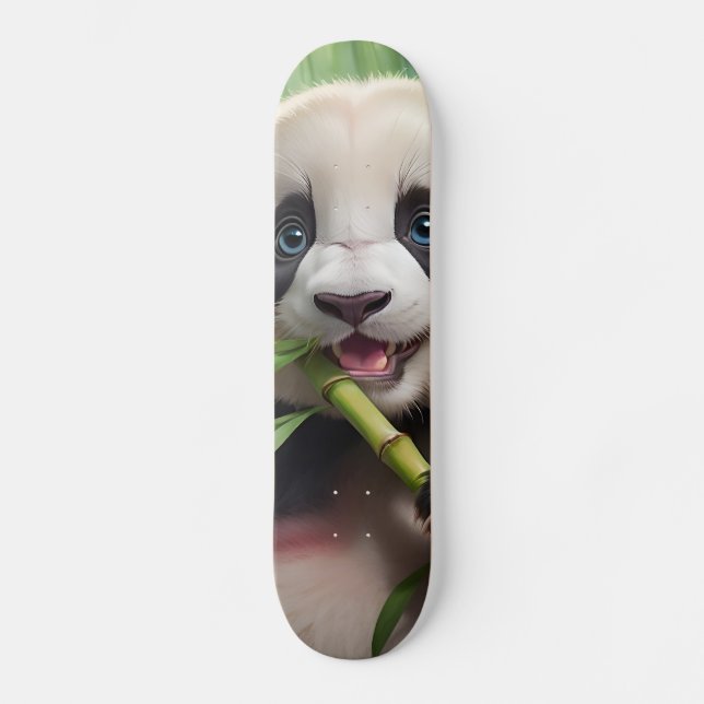 Cute Panda Eating Bamboo Mini Skateboard Bräda 18,5 Cm (Framsida)