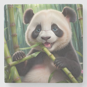 Cute Panda Eating Bamboo Stenunderlägg