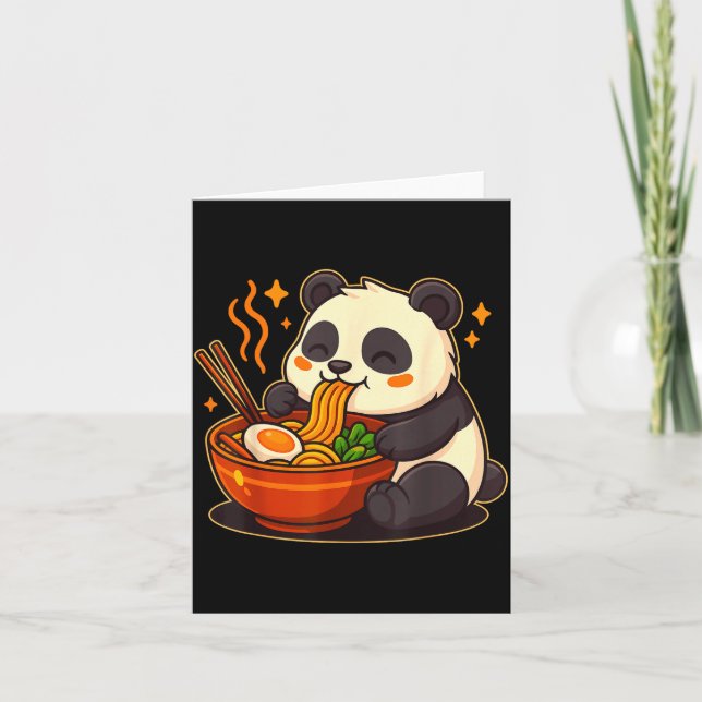 Cute Panda Eating Ramen Noodles  Kort (Framsida)