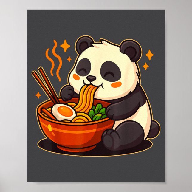Cute Panda Eating Ramen Noodles  Poster (Framsidan)