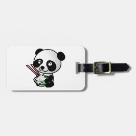 Cute Panda Eating Ris from Bowl with Chopsticks Bagagebricka