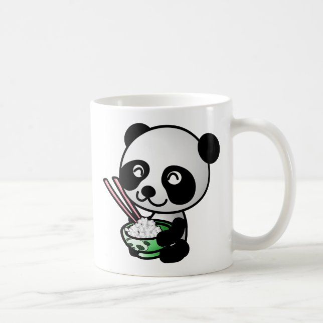 Cute Panda Eating Ris from Bowl with Chopsticks Kaffemugg (Höger)