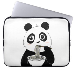 Cute Panda Eating Udon Noodles Laptop Fodral
