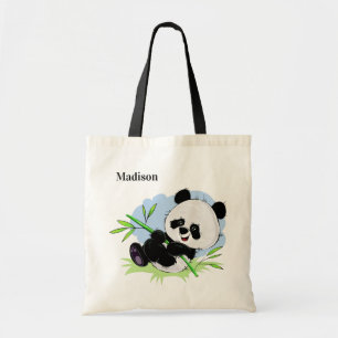 Cute Panda-eget namn tote bags Tygkasse