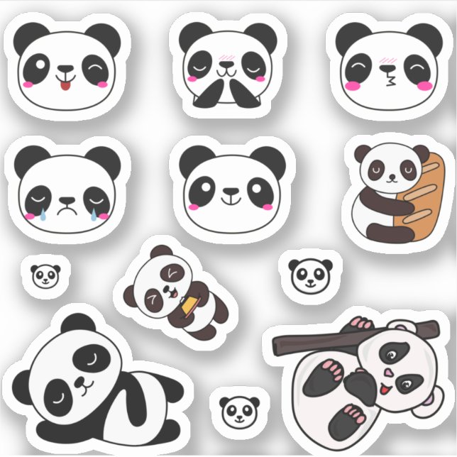 Cute Panda Emoji Sticker Pack Klistermärken (Framsida)