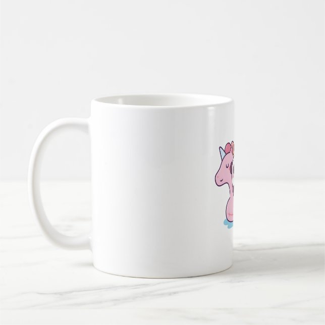 Cute Panda Enjoying Bubble Tea on Rosa Unicorn Poo Kaffemugg (Vänster)