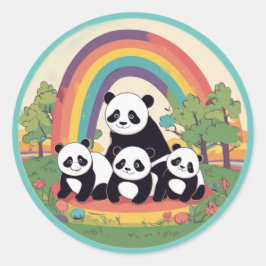 Cute Panda-familjen som njuter av livet Runt Klistermärke