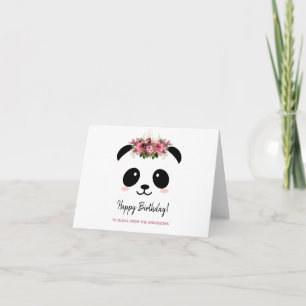 Cute panda-flicka Grattis på födelsedagen Card Kort