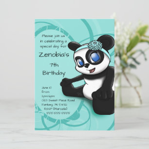 Cute Panda Födelsedagsfest inbjudan