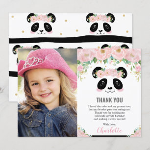 Cute Panda Födelsedagsfest Photo - tackkort Inbjudningar