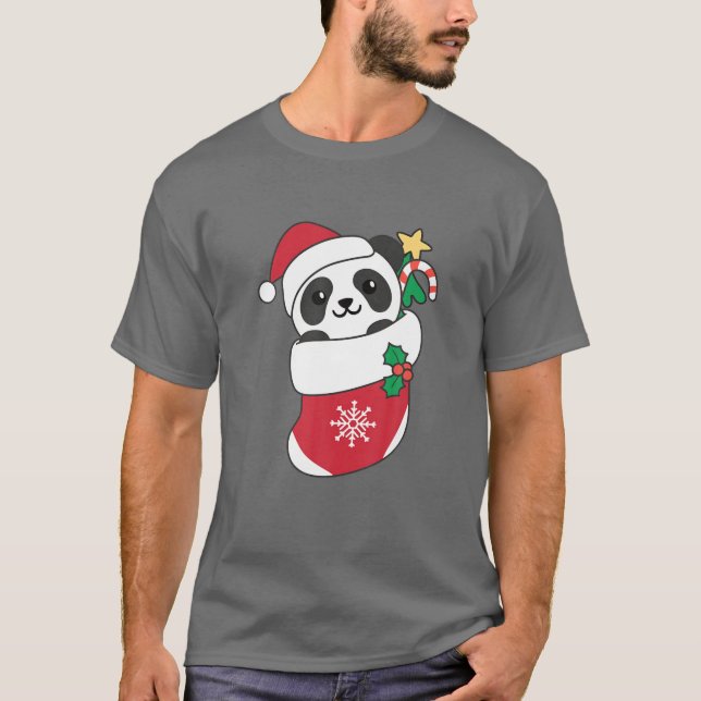 Cute Panda för julpanda T Shirt (Framsida)