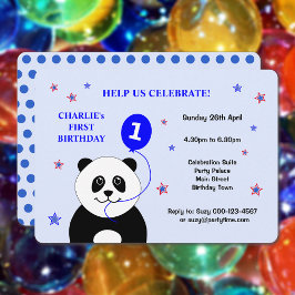 Cute panda första födelsedagsfesten inbjudningar