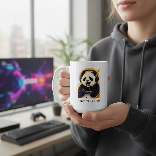 Cute Panda Gamer | Funny Gaming Animal Gift Kaffemugg (Skapare uppladdad)