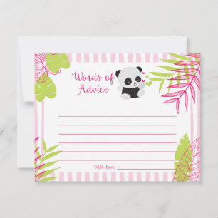 Cute Panda Girl Baby Shower Ord of Advice Cards Inbjudningar