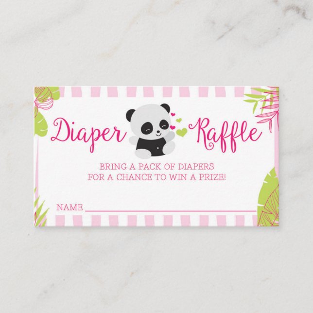 Cute Panda Girl Baby Shower Raffle-kort Tilläggskort (Framsida)