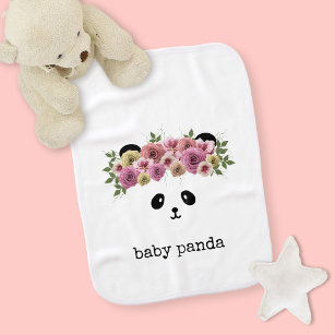 Cute Panda Girl Blommigt White Baby Burp Cloth Bebistrasa