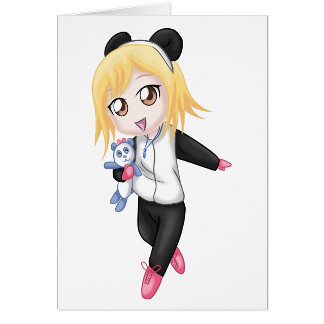 Cute Panda Girl Hälsningskort (Framsidan)