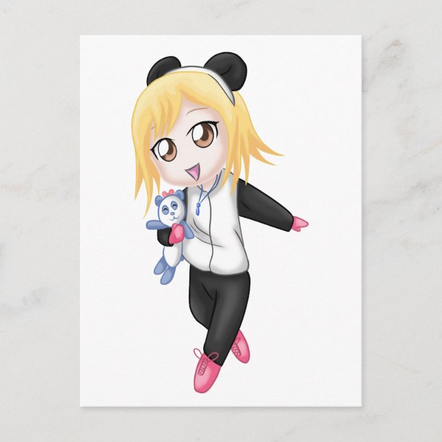 Cute Panda Girl Vykort (Framsida)