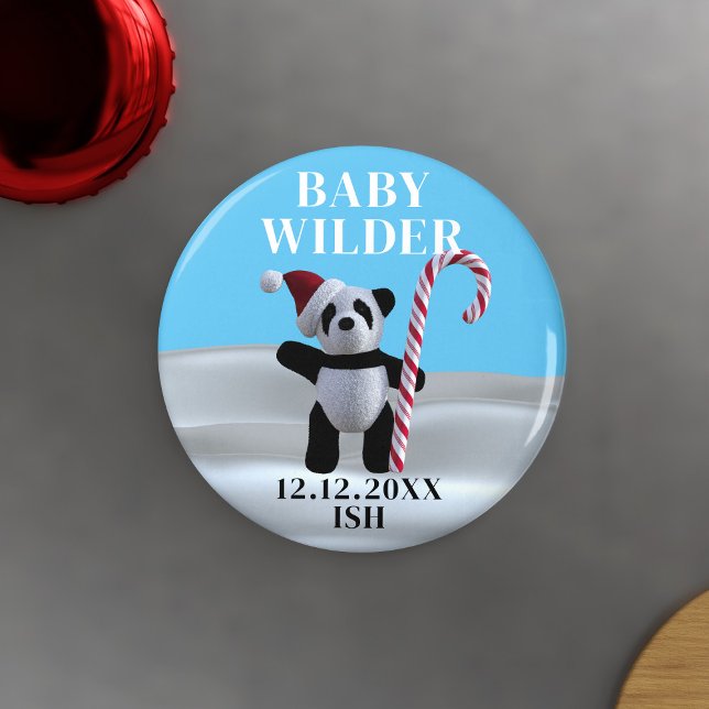 Cute Panda-Graviden - meddelande om magnet (A cute panda magnet waiting for you to add your due date. )