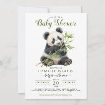 Cute Panda Greenery Baby Shower Gender Neutral