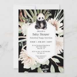 Cute Panda Greenery Baby Shower Gender Neutral Inbjudningar