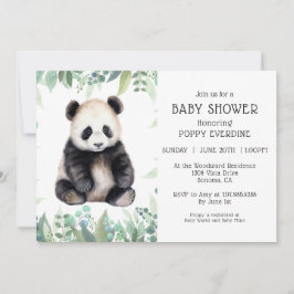 Cute Panda Greenery Baby Shower Gender Neutral Inbjudningar
