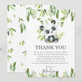 Cute Panda Greenery Baby Shower Gender Neutral Tack Kort