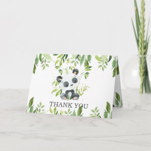 Cute Panda Greenery Baby Shower Gender Neutral Tack Kort