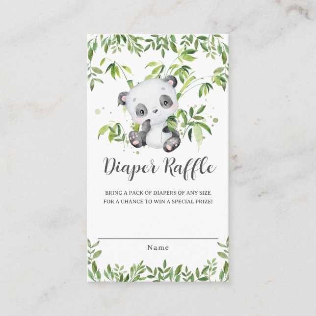 Cute Panda Greenery Baby Shower Raffle Tilläggskort (Framsida)