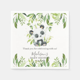 Cute Panda Greenery Bamboo Baby Shower Birthday Pappersservett