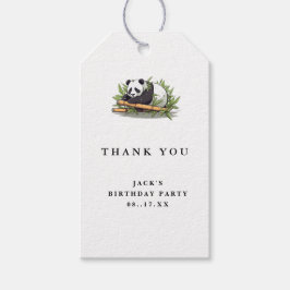 Cute Panda Greenery Bamboo Födelsedagsfest Presentetikett