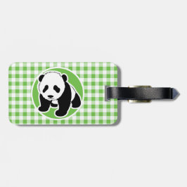 Cute Panda, Grönt Gingham Bagagebricka