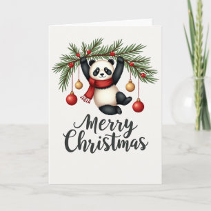 Cute Panda Hanging från Julgran Gren Card Kort