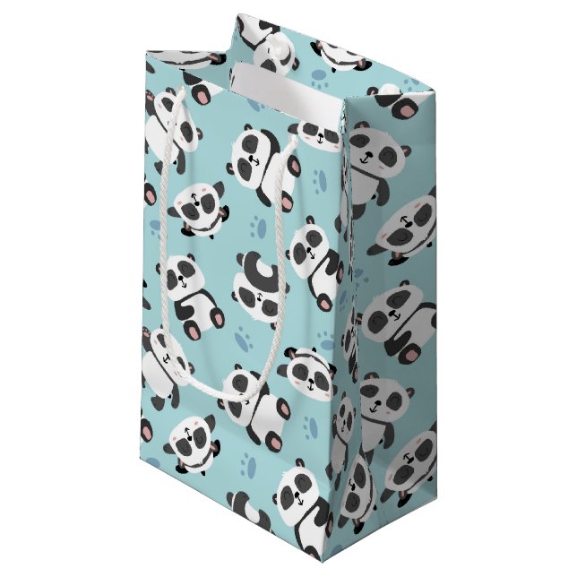 Cute panda har cyanbakgrund i tass (Framsidan Vinklad)