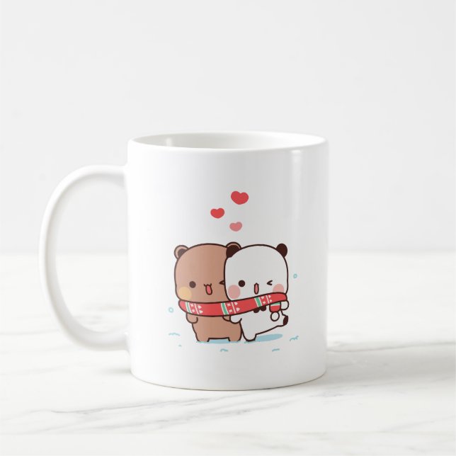 Cute Panda har ett par hugin, bubu och dudu kärlek Kaffemugg (Vänster)