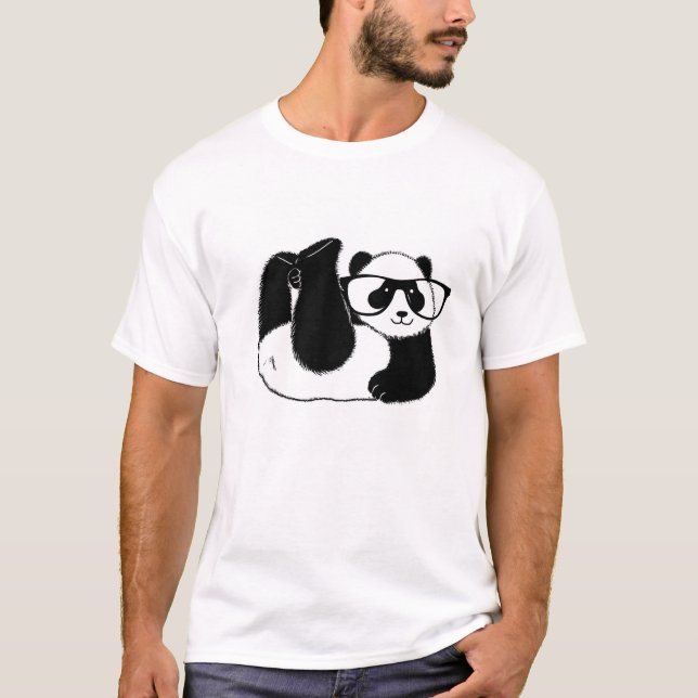 Cute Panda har glasögon Tee Shirt (Framsida)